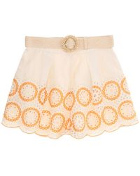 Zimmermann - Raie Embroidered Linen Shorts - Lyst