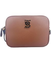 Burberry - Small Leather Tan Camera Crossbody Tb Logo Bag - Lyst