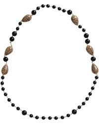 Dolce & Gabbana - Tone Brass Printed Beaded Long Chain Necklace - Lyst