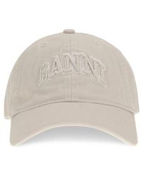 Ganni - Beige Cotton Cap (baseball Hat) - Lyst
