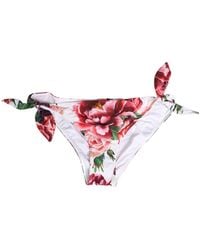 Dolce & Gabbana - White Floral Print Swimsuit Bikini Bottom Swimwear - Lyst