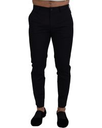Dolce & Gabbana - Blue Stretch Cotton Slim Trousers Chinos Pants - Lyst