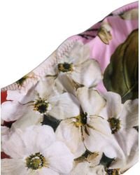 Dolce & Gabbana - Pink Floral Print Bandeau Beachwear Bikini Top - Lyst