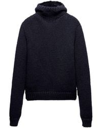 Prada - Wool Hooded Sweater - Lyst