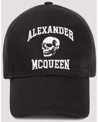 Alexander McQueen - Black Cotton Varsity Skull Logo Hat - Lyst
