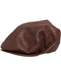 Dolce & Gabbana - Men Brown Lamb Leather Newsboy Cloth Capello Hat - Lyst