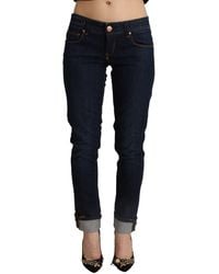 Acht - Blue Cotton Low Waist Slim Fit Denim Trouser Jeans - Lyst
