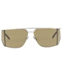 Saint Laurent - Silver Metal Sunglasses - Lyst