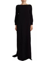 DSquared² - Black Long Sleeves Side Slit Floor Length Dress - Lyst