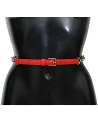 Dolce & Gabbana - Red Leather Roses Floral Silver Waist Belt - Lyst