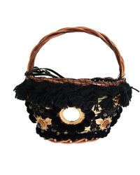 Dolce & Gabbana - Chic Beige & Black Straw Snakeskin Bucket Bag - Lyst