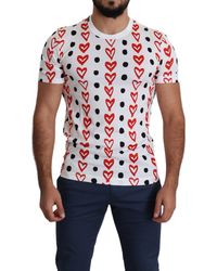Dolce & Gabbana - Hearts Print Cotton Top T-Shirt - Lyst