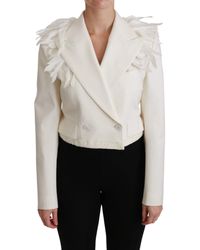 Dolce & Gabbana - White Double Breasted Coat Wool Jacket - Lyst