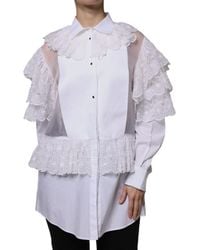 Dolce & Gabbana - Cotton Poplin Shirt Dress Blouse Top - Lyst