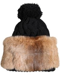 Dolce & Gabbana - Black Brown Dyed Rabbit Real Fur Winter Beanie Hat - Lyst