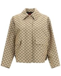 Gucci - Beige Cotton Bomber - Lyst
