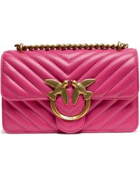 Pinko - Pink Leather Love One Mini Shoulder Bag - Lyst