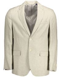 GANT - Linen Classic Jacket With Logo Detailing - Lyst
