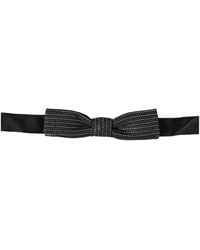 Dolce & Gabbana - Men Black Silver Ribbed Adjustable Neck Papillon Bow Tie - Lyst