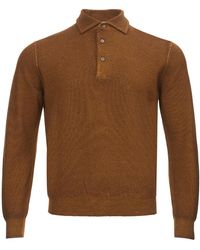 Gran Sasso - Brown Wool Long Sleeves Polo Sweater - Lyst
