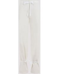 Lemaire - Chalk White Cotton Straight Pants With Strings - Lyst