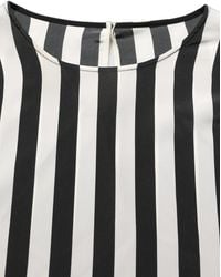 Dolce & Gabbana - Black White Stripes Round Neck Blouse Top - Lyst