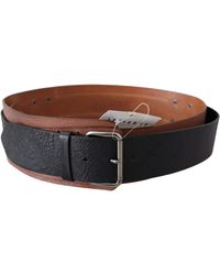 CoSTUME NATIONAL - Black Brown Leather Wide Silver Buckle Belt - Lyst