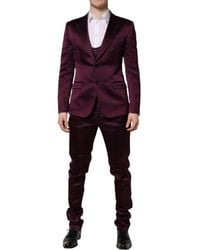 Dolce & Gabbana - Dark Purple Silk 3piece Single Breasted Suit - Lyst