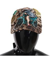 Dolce & Gabbana - Brown Leopard Sequin Sicily Applique Baseballt - Lyst