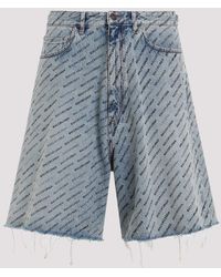 Balenciaga - Iced Blue Cotton Denim Shorts - Lyst
