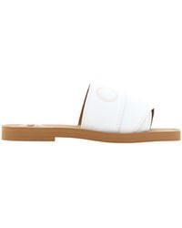 Chloé - Cotton Slides Woody Sandals - Lyst