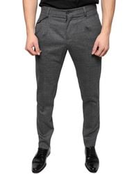 Dolce & Gabbana - Check Tartan Wool Skinny Pants - Lyst