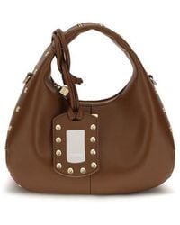 Ganni - Brown Recycled Leather Shoulder Bag - Lyst