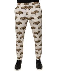 Dolce & Gabbana - Off White Cars Cotton Skinny Men Denim Jeans - Lyst