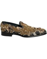 Dolce & Gabbana - Black Velvet Embellished Dress Loafers Shoes - Lyst