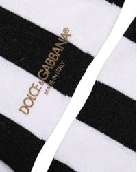Dolce & Gabbana - Black White Stripes Mid Calf Accessory Socks - Lyst
