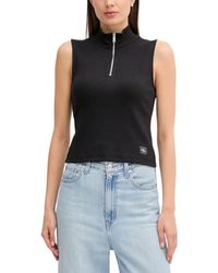 Calvin Klein - Black Cotton Top - Lyst