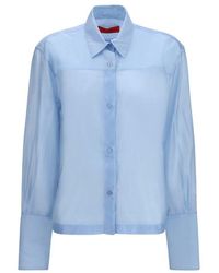 THE LATEST - Blue Wool Oves Aries Dress Shirt - Lyst