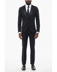 Corneliani - Wool Single Breasted Blazer With Satin Lapel - Lyst