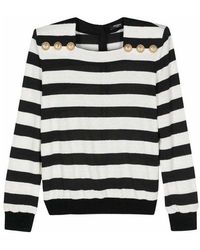 Balmain - Striped Jersey Top - Lyst