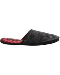 Dolce & Gabbana - Dark Grey Charcoal Wool Red Slippers Shoes - Lyst