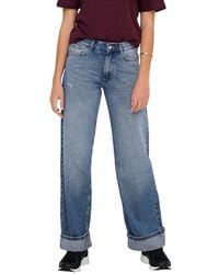 ONLY - Blue Cotton Relaxed Fit Jeans - Lyst