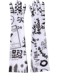 Dolce & Gabbana - Black White Dg Logo Elbow Length Mitten Gloves - Lyst