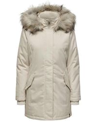 ONLY - Beige Polyester Jackets & Coat - Lyst
