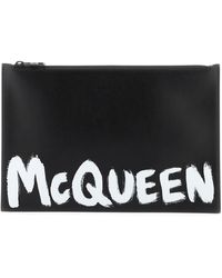 Alexander McQueen - 'mcqueen Graffiti' Leather Flat Pouch - Lyst