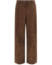 Arma - Brown Leather Pants - Lyst