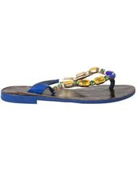 Dolce & Gabbana - Crystal Calf Leather Beachwear Shoes - Lyst
