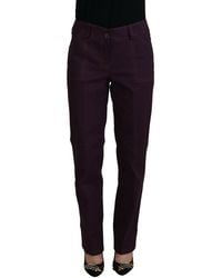 Bencivenga - Purple Cotton Mid Waist Tapered Pants - Lyst