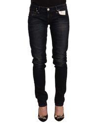 Acht - Black Washed Cotton Low Waist Slim Fit Denim Jeans - Lyst