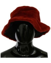 Dolce & Gabbana - Bordeaux Fur Wide Brim Bucket Hat - Lyst